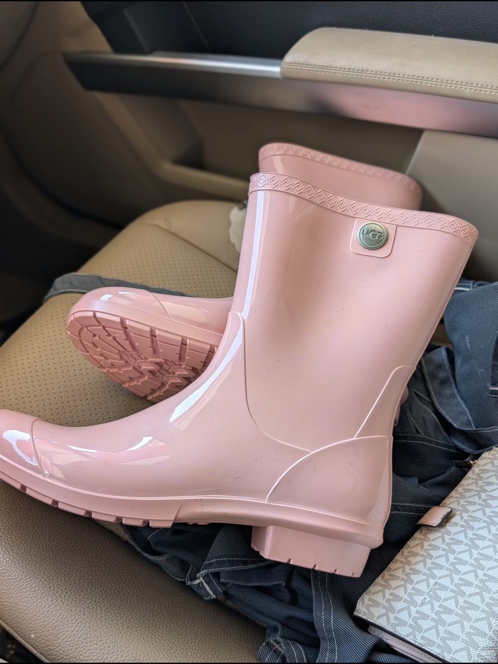 UGG Ladies' Pink Gloss Rain Boot - Picture 6 of 6